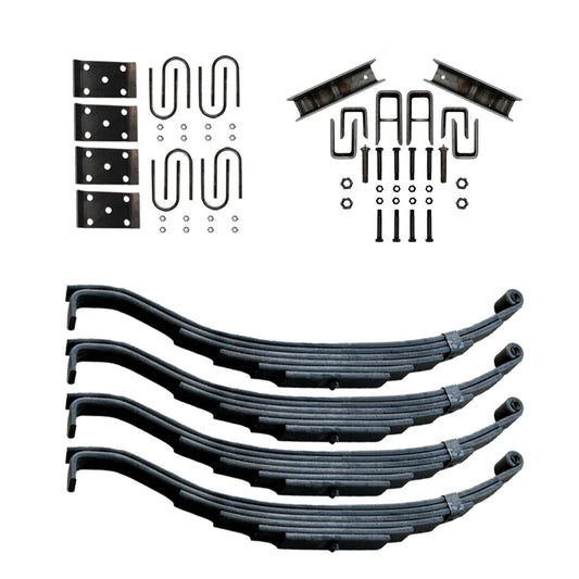 Suspension Kit Trailer 6 Leaf Slipper Spring Suspension and Tandem Axle Hanger Kit for 3.5" Tubes - 8000 Pound Axles