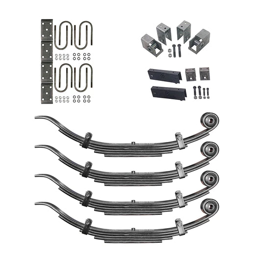 Suspension Kit Trailer 5 Leaf Slipper Spring Suspension and Tandem Axle Hanger Kit for 5" Tubes - 10,000 Pound Axles