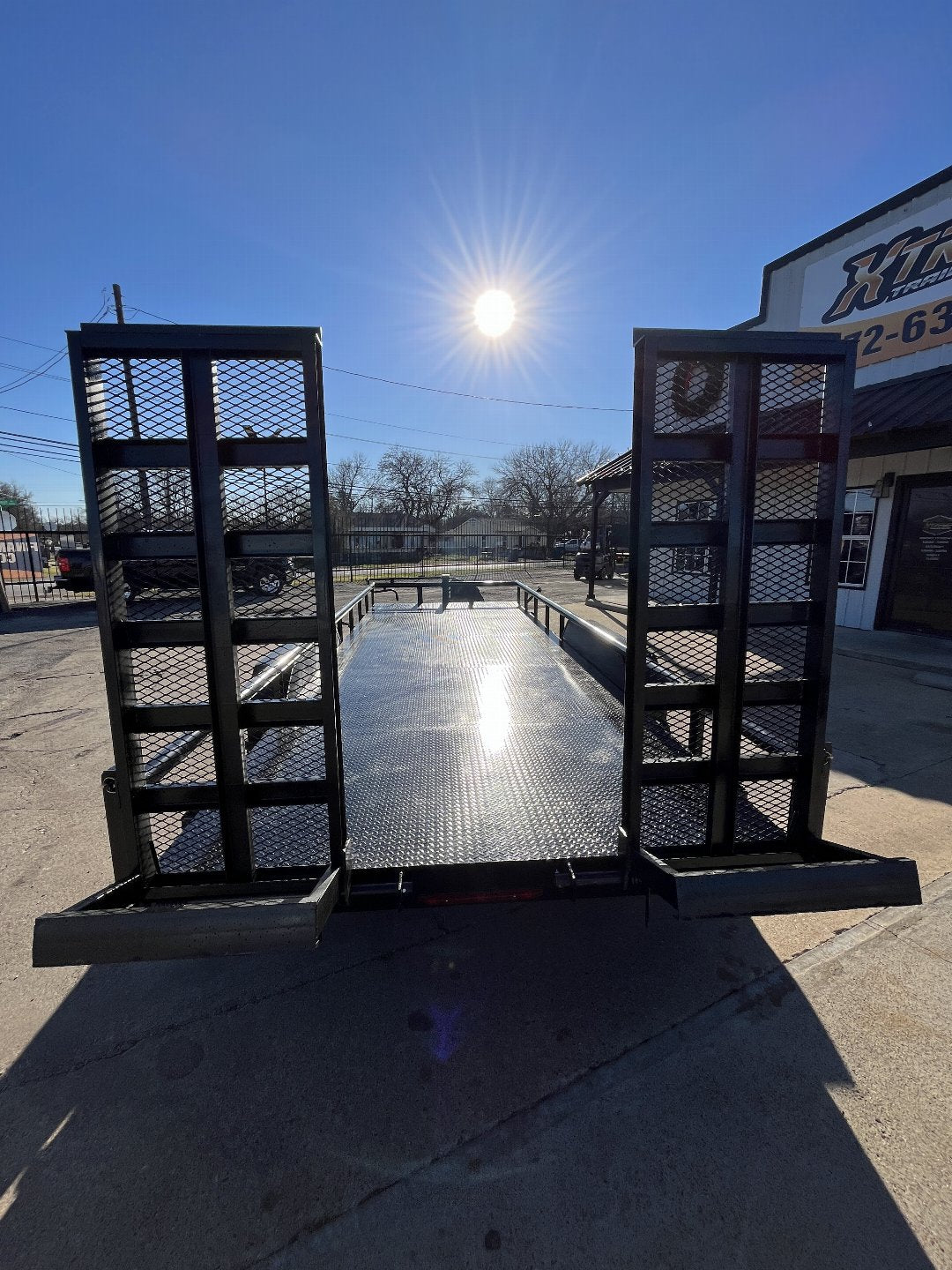 83X20 STANLEY UTILITY TRAILER W/ STAND UP RAMPS STEEL DECK