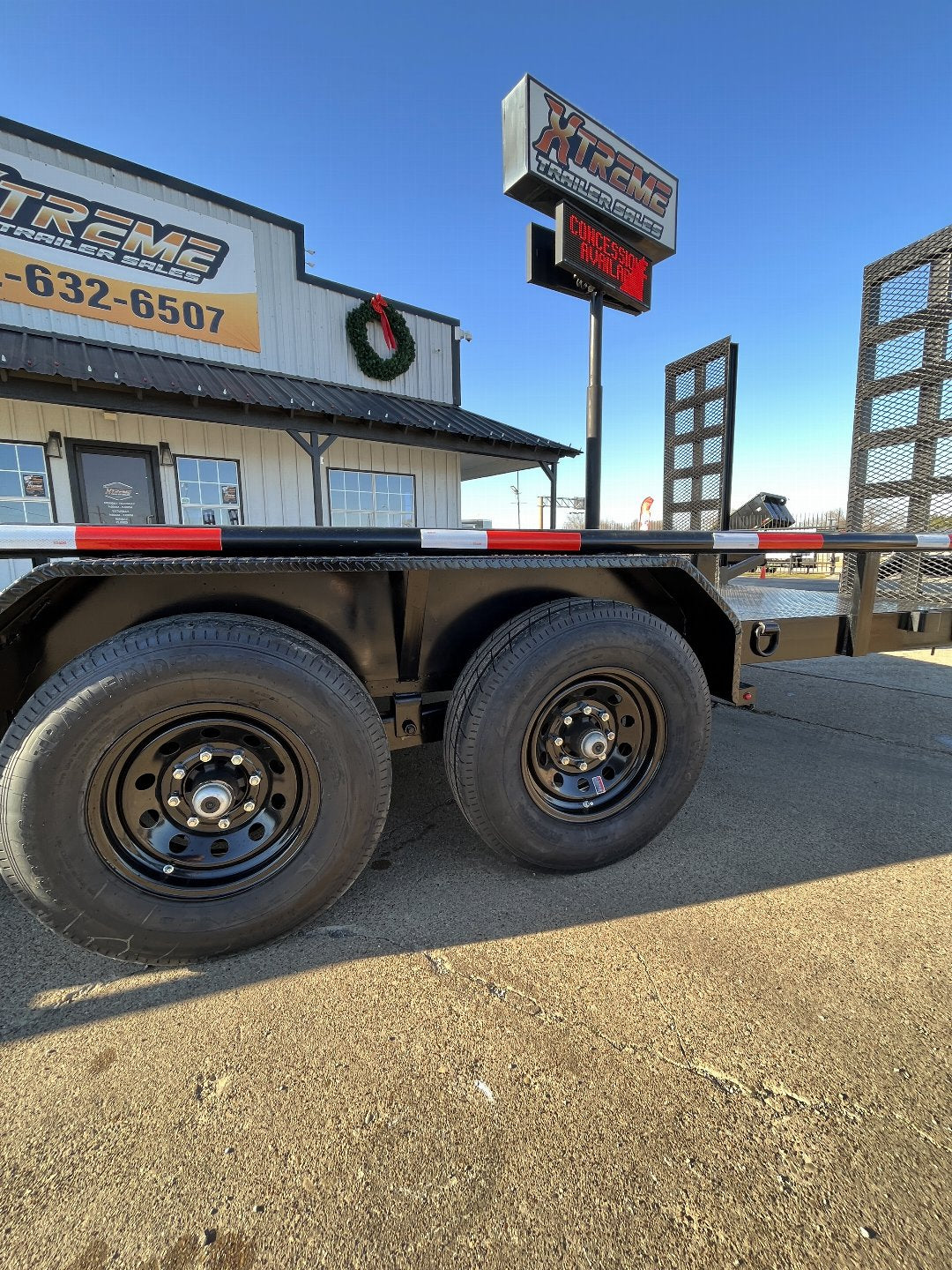 83X20 STANLEY UTILITY TRAILER W/ STAND UP RAMPS STEEL DECK