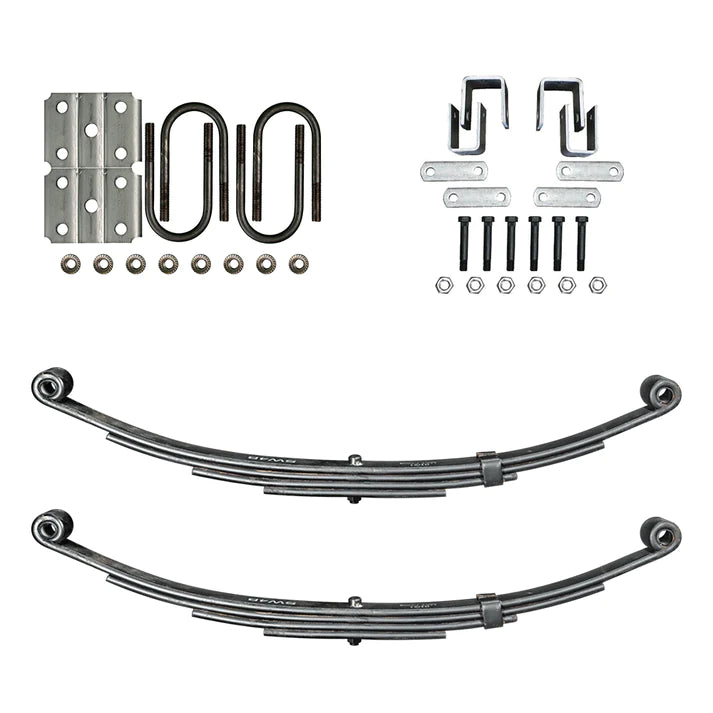 Suspension Kit Trailer 4 Leaf Double Eye Spring Suspension and Single Axle Hanger Kit for 2 3/8