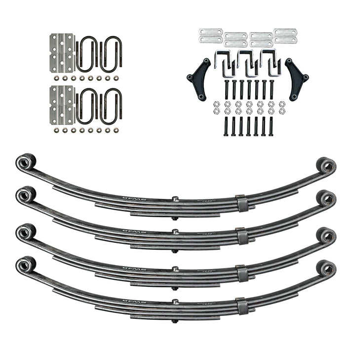 Suspension Kit Trailer 4 Leaf Double Eye Spring Suspension and Tandem Axle Hanger Kit for 2 3/8